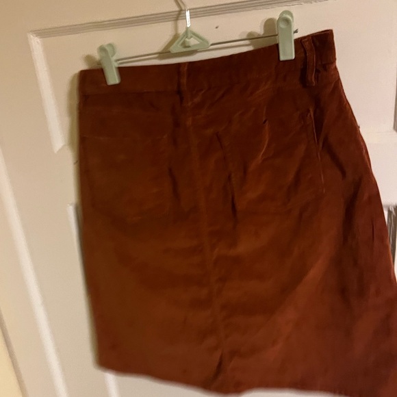 Brown Corduroy Knee Length Skirt - Picture 3 of 5